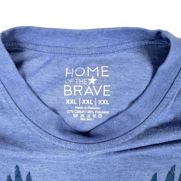 Mens XXL "HOME OF THE BRAVE" Blue Patriotic Soft Cotton Blend Short Sleeve Shirt - Picture 8 of 12